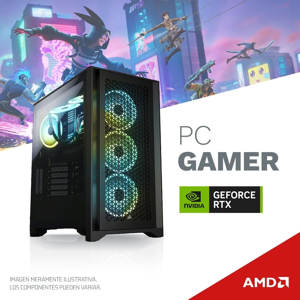 PC GAMER AMD RYZEN 7 5700G B450M DS3H V2 32GB SSD M2 1TB RTX 4060 TI 750W 80 PLUS GOLD